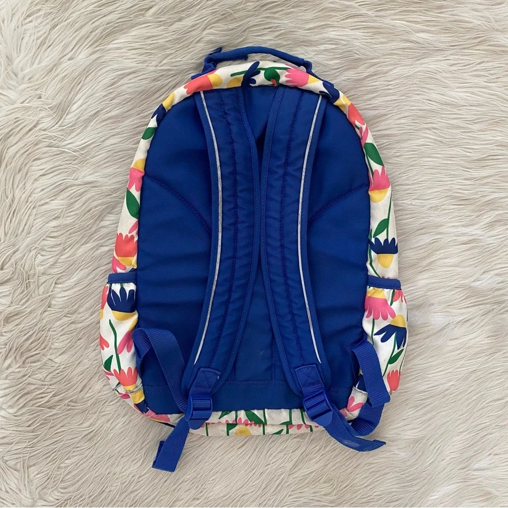 Hanna Andersson Floral Pink Blue Ladybug Embroidered Pocket Girls Kids Backpack